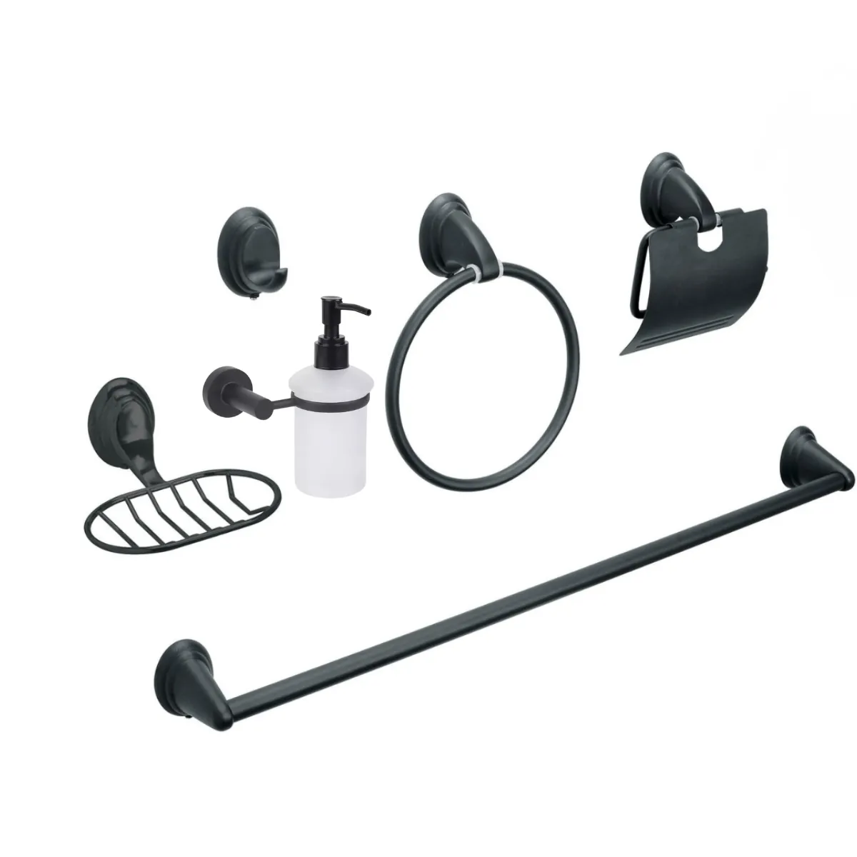 TAUMM - Juego de 6 Accesorios de Baño Negro Notte