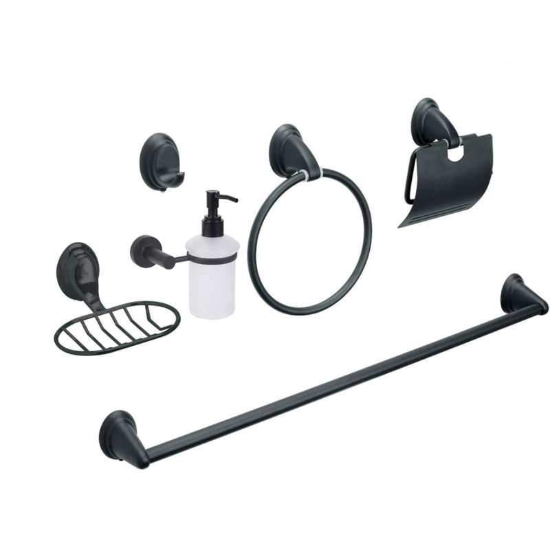 GENERICO - Juego de Accesorios de Baño Negro Notte