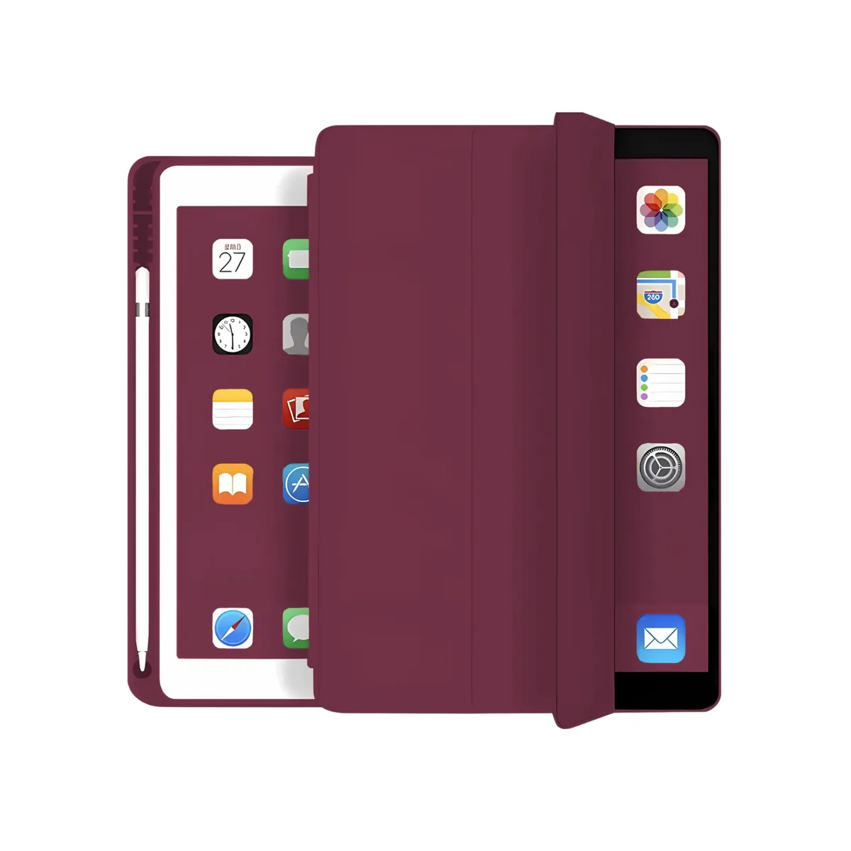 GENERICO - Fundas De iPad Con Porta Lapiz Para iPad 10.9 (10 Gen/A16) Vino Tinto.