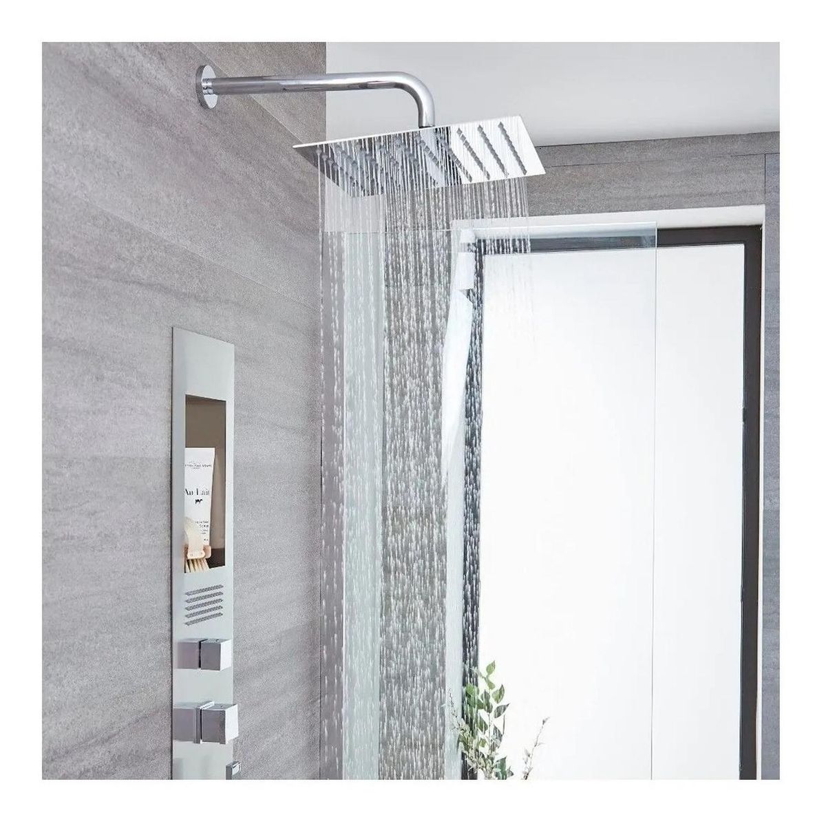 TAUMM - Plato Ducha Cuadrado Acero Inoxidable 25 Cm Sin Brazo