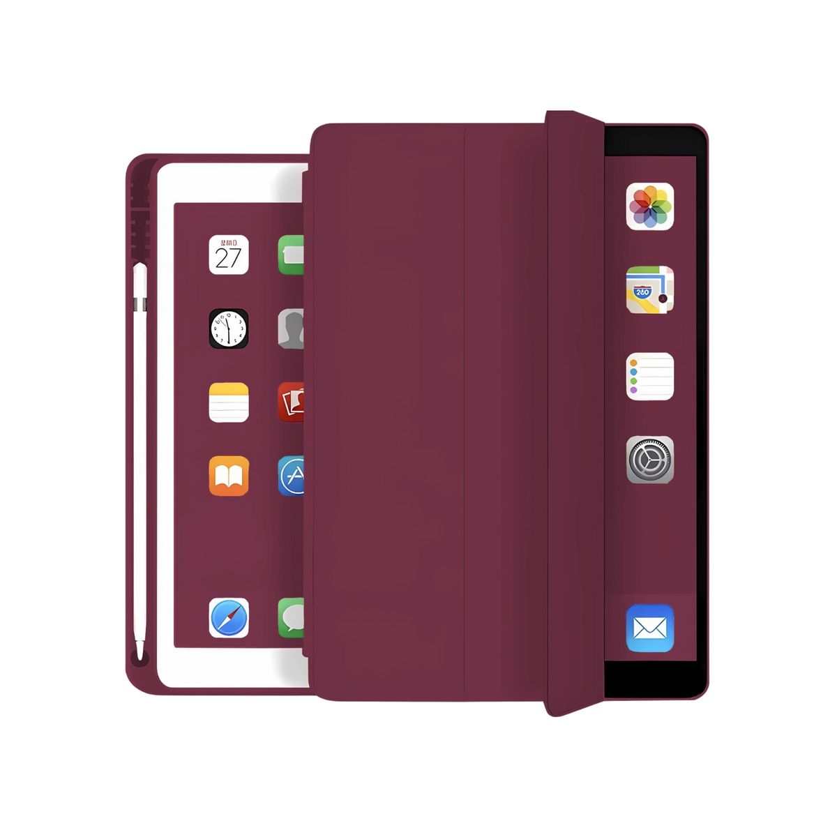 GENERICO - Fundas De iPad Con Porta Lapiz Para iPad Mini 6 / A17 Pro - Vino Tinto.