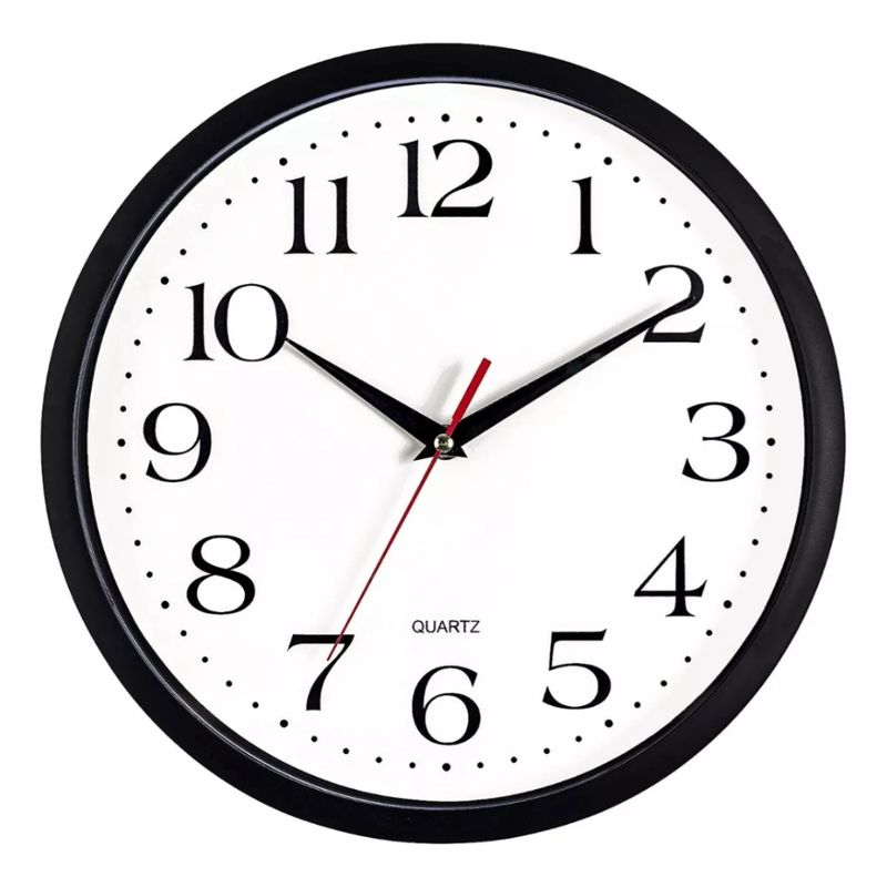 ROZENBERG SPA - Reloj De Pared Redondo Decorativo 25 Cm Mural Silencioso Negro