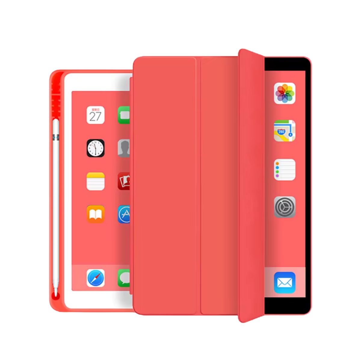 GENERICO - Fundas De iPad Con Porta Lápiz Para iPad Air 13 M2 / M3 - Rojo