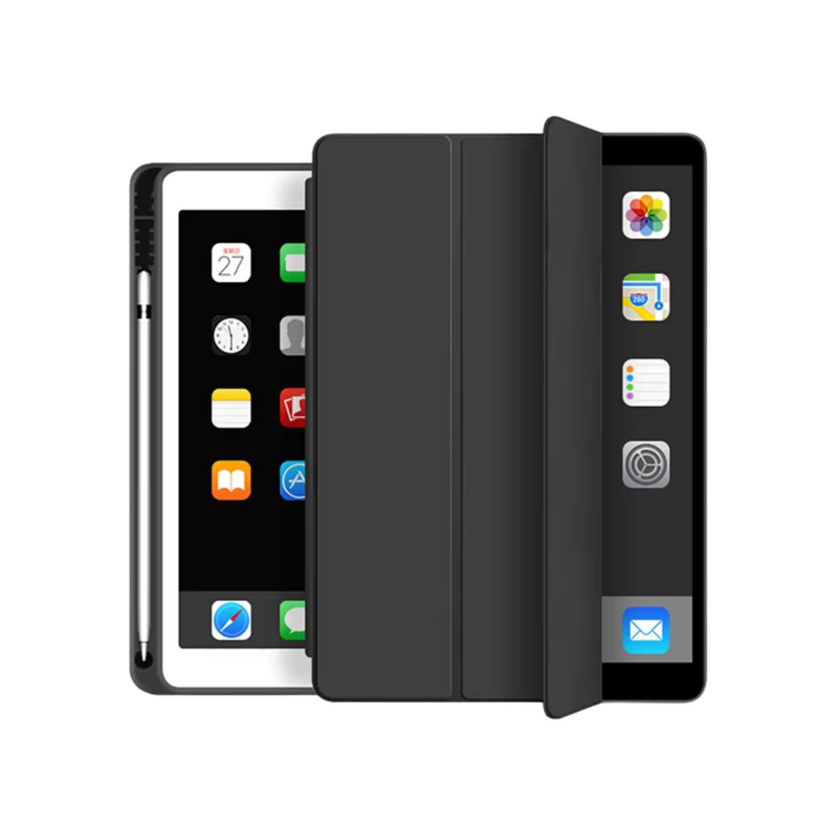 GENERICO - Fundas De iPad Con Porta Lápiz Para iPad Air 13 M2 / M3 - Negro