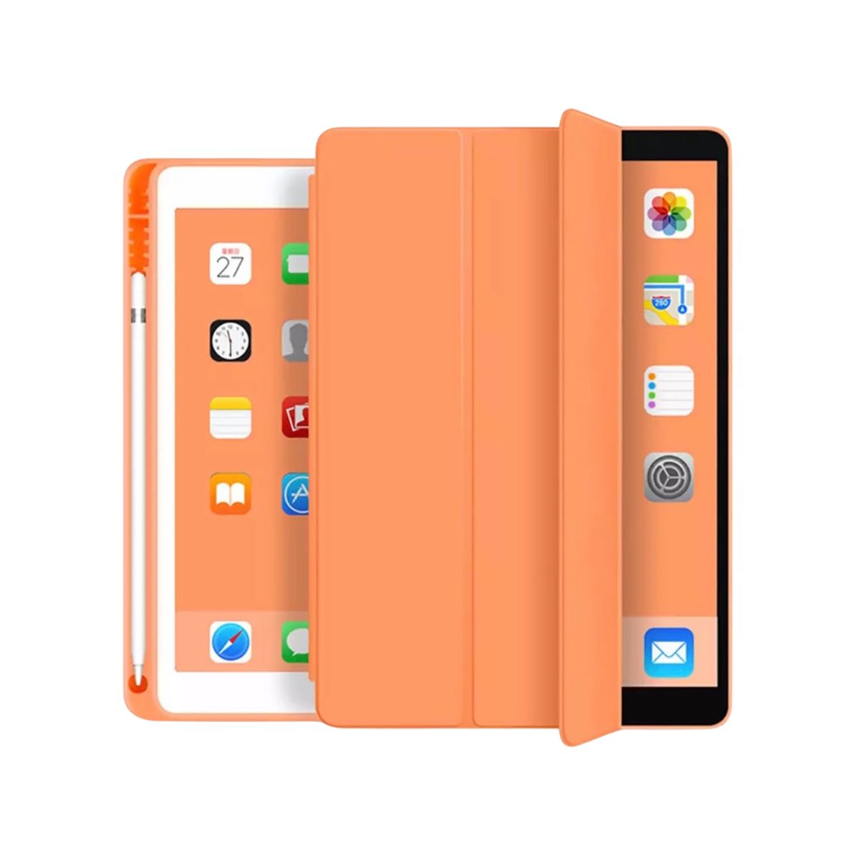 GENERICO - Fundas De iPad Con Porta Lápiz Para iPad Air 13 M2 / M3 - Naranjo