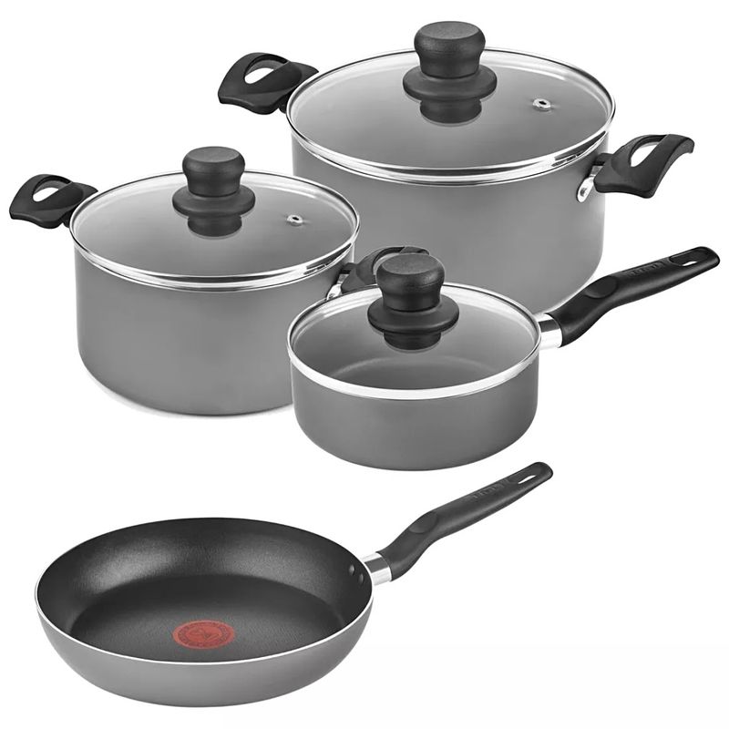 TEFAL - Batería Antiadherente 7 Piezas Tefal Marca Francesa Color Gris