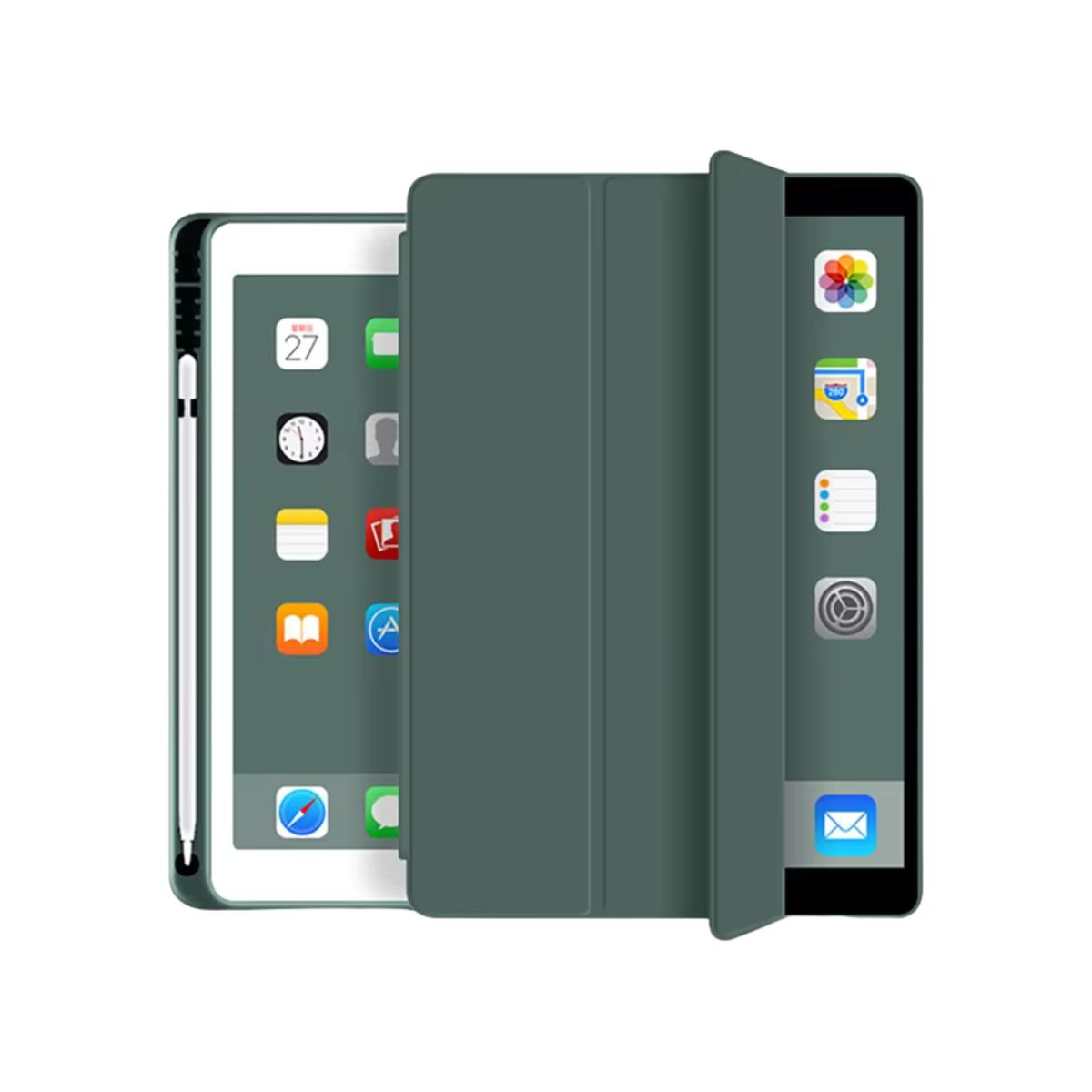 GENERICO - Fundas De iPad Con Porta Lápiz Para iPad Pro 11 M4 / M5 - Verde Oscuro