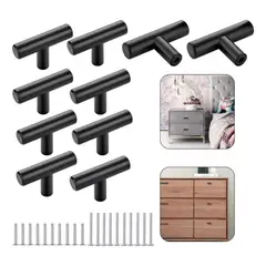 ROZENBERG SPA - 10pcs Manillas Tirador Negro Tipo T 5cm Para Muebles Cajon