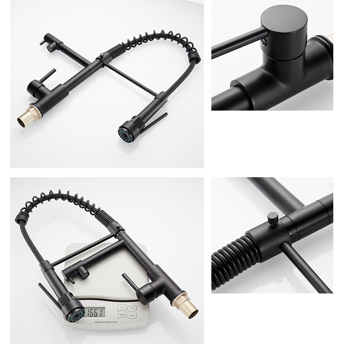 PUREPOWER - Grifo de cocina monocromado con rociador extraíble