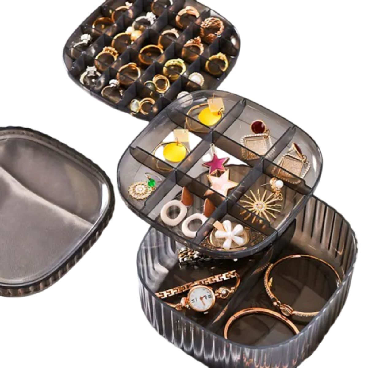 GENERICO - Organizador Joyero 2 Niveles Transparente LD-1002