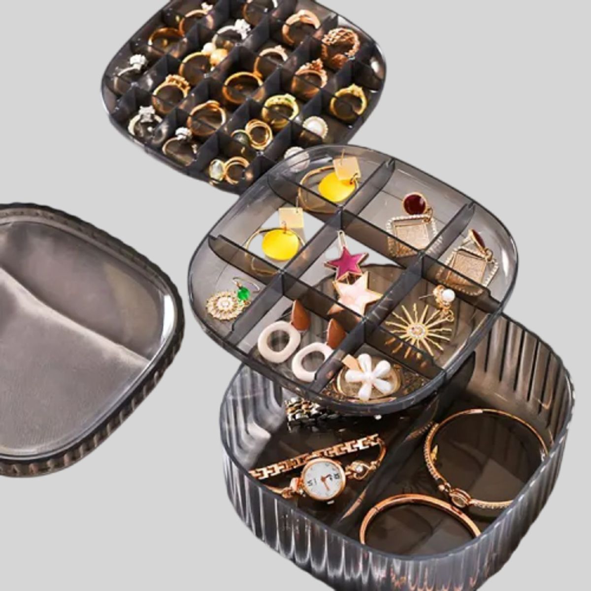 GENERICO - Organizador Joyero 2 Niveles Transparente LD-1002