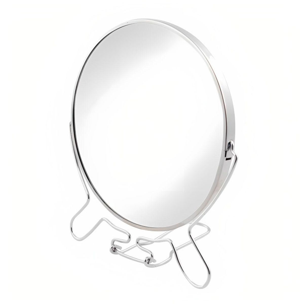 GENERICO - Espejo Redondo Metálico Con Base 8 Pulgadas.-