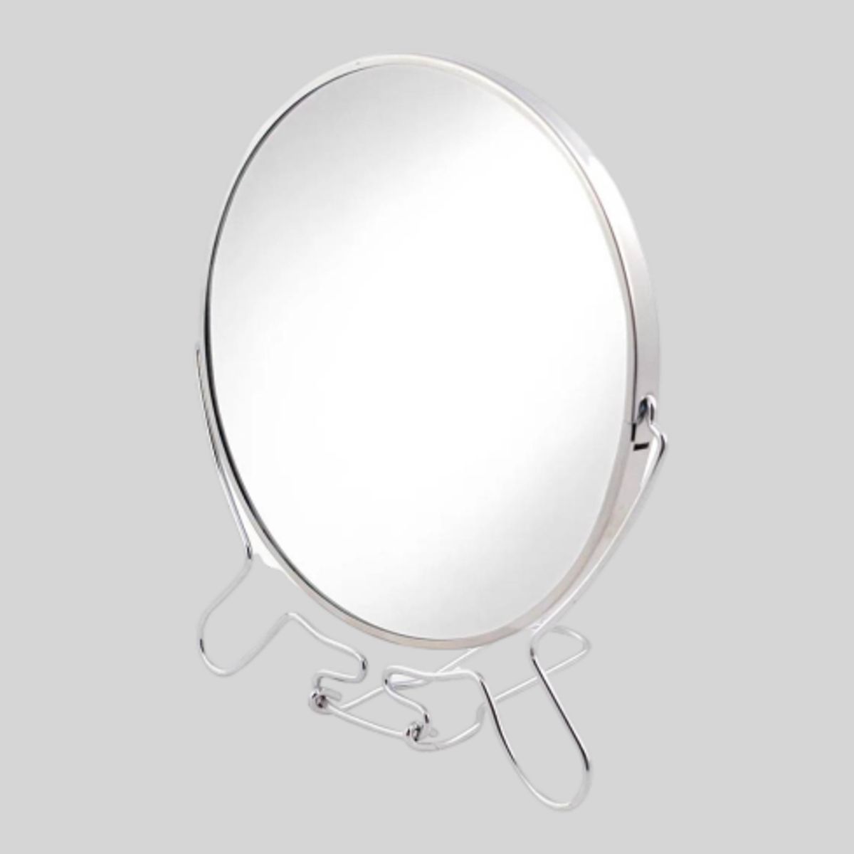 GENERICO - Espejo Redondo Metálico Con Base 8 Pulgadas.-