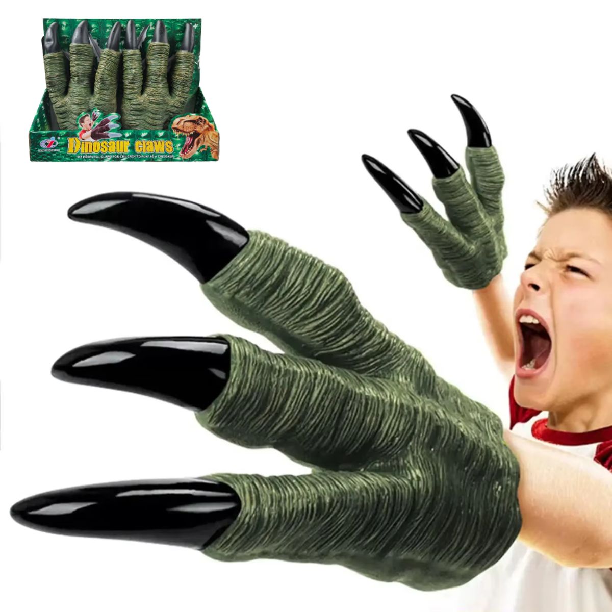 KUPREM - Guantes De Dinosaurio Velociraptor Realistas De Goma