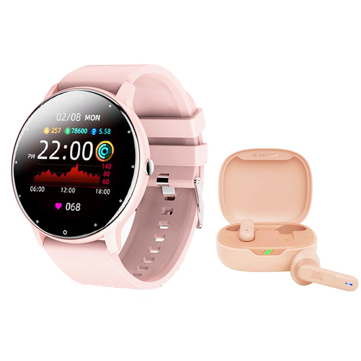 JBL - Audifonos JBL Wave 300 Vibe Rosa y Fit Pro reloj inteligente P