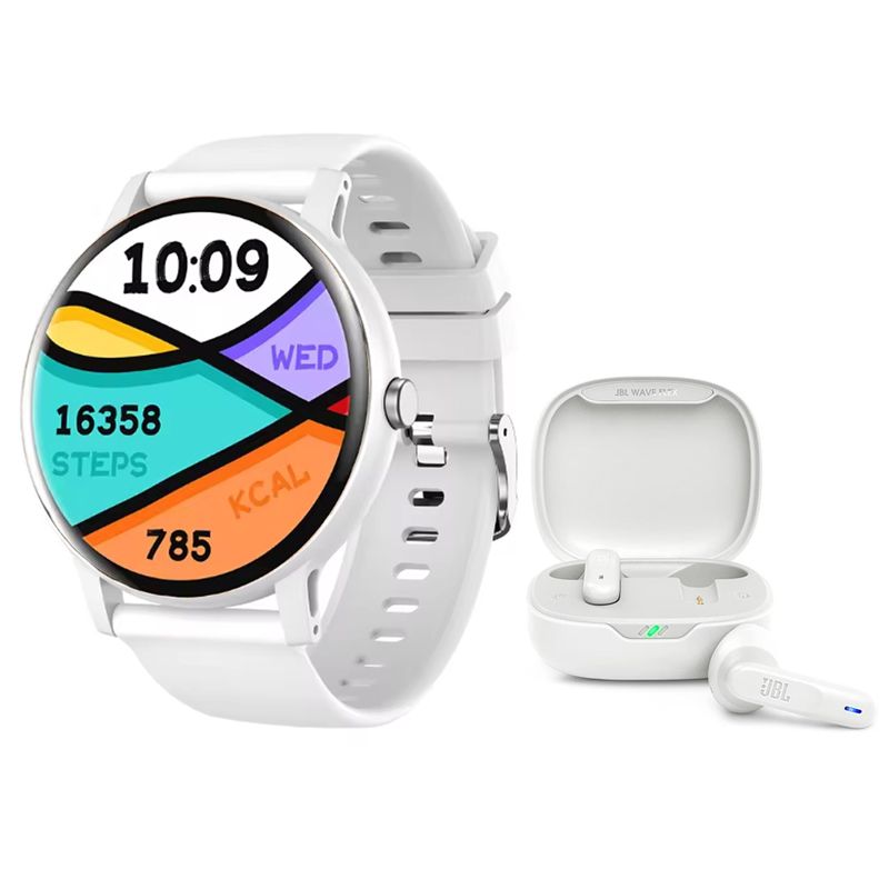 JBL - Audifonos JBL Wave 300 Vibe Blanco y Fit Pro reloj inteligente W
