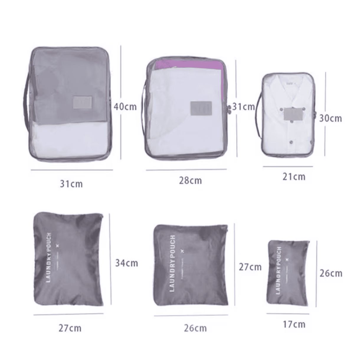 GENERICO - Set de 6 Bolsas de Viaje Organizadoras