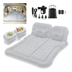 GENERICO - Colchón inflable con compresor 12V y 2 almohadas auto gris
