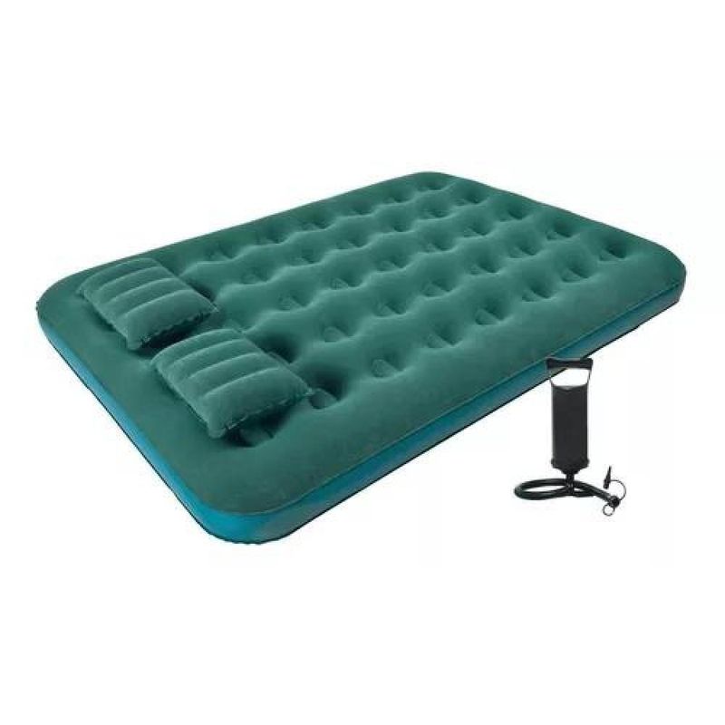 GENERICO - Colchón inflable doble Klimber + inflador + 2 almohadas color verde