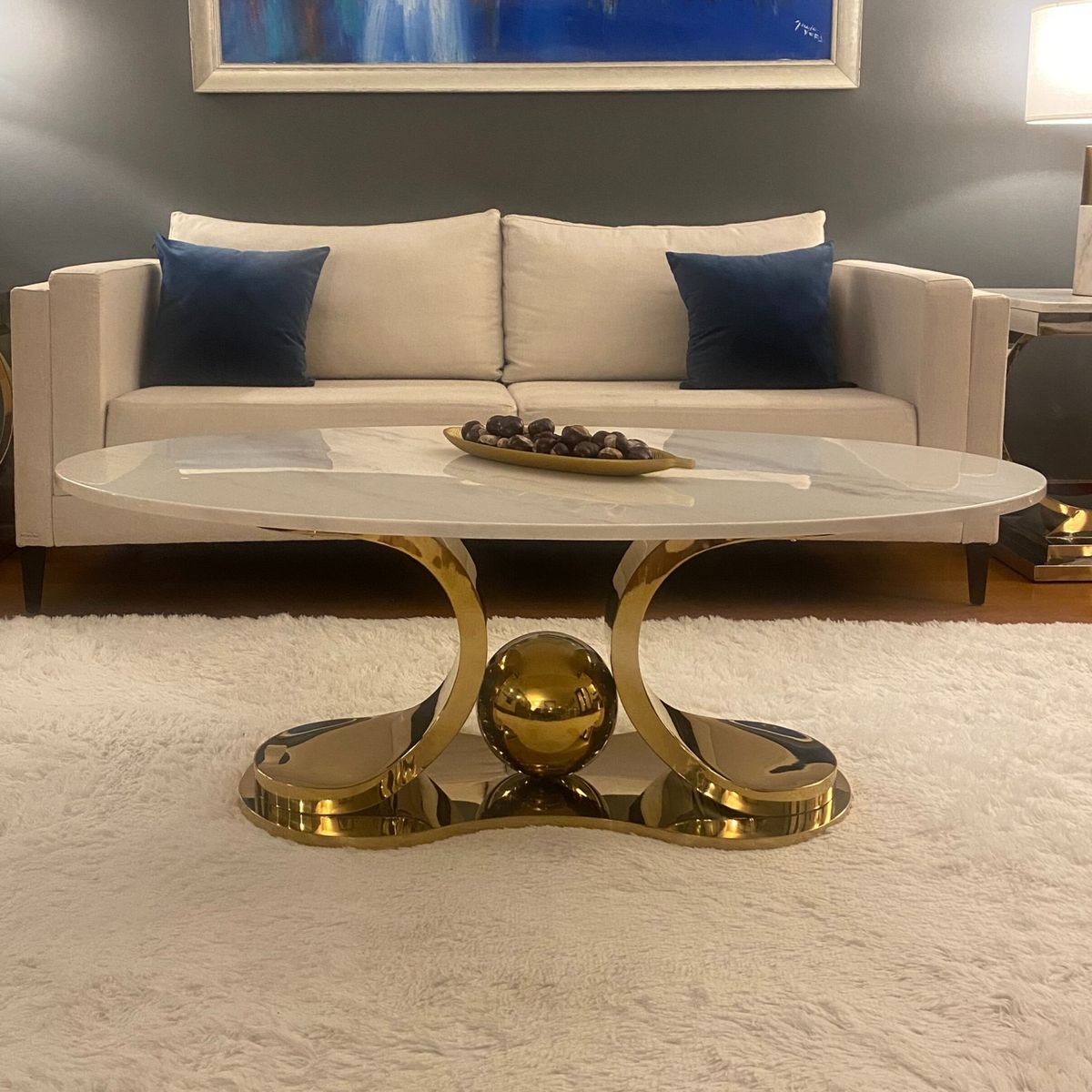 GENERICO - Mesa de Centro Olimpo Dorado Blanco Estambul Design.