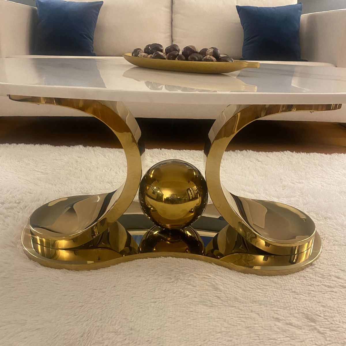 GENERICO - Mesa de Centro Olimpo Dorado Blanco Estambul Design.