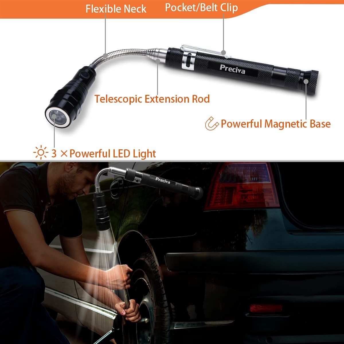 PUREPOWER - Kit de 5 herramientas telescópicas magnéticas.