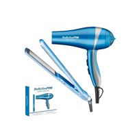 Kit BabylissPro Plancha UltraDelgada y Secador Ionic Celeste 2UN
