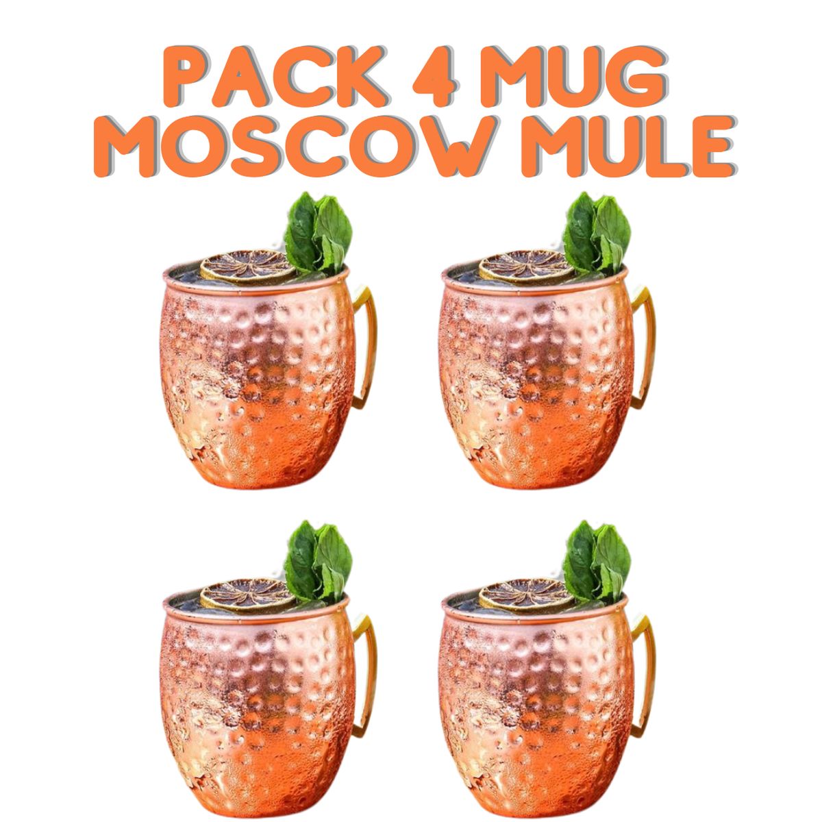GO BARMAN - Pack 4 Moscow Mule Mug 500cc Cobre