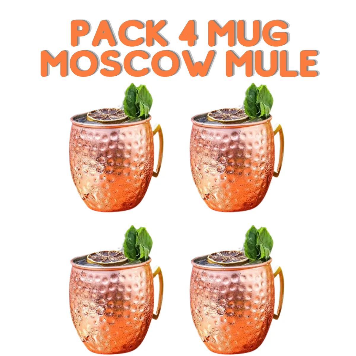 GO BARMAN - Pack 4 Moscow Mule Mug 500cc Cobre