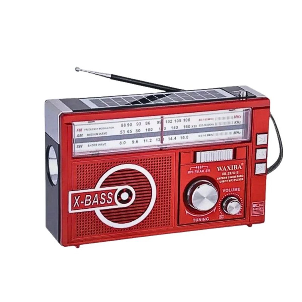 MOVI - Radio Recargable AMFMSW Solar + Linterna XB-397U-S