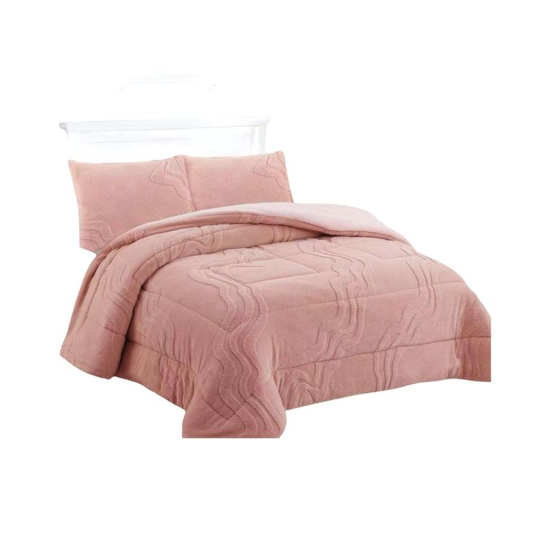GENERICO - CUBRECAMA DISEÑO 2025 CON CHIPORRO SUPER KING 250 CM X 270 CM ROSA