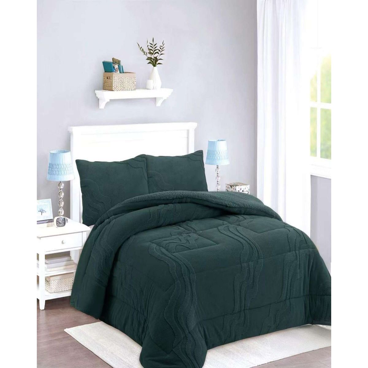 GENERICO - CUBRECAMA DISEÑO 2025 CON CHIPORRO SUPER KING 250 CM X 270 CM COLOR GRAFITO.