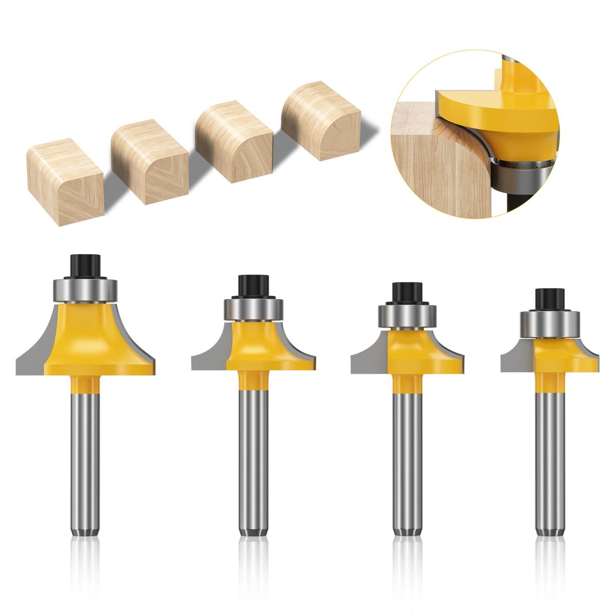 YAYKO - 4 Fresas Madera Toma Mango de 1/4
