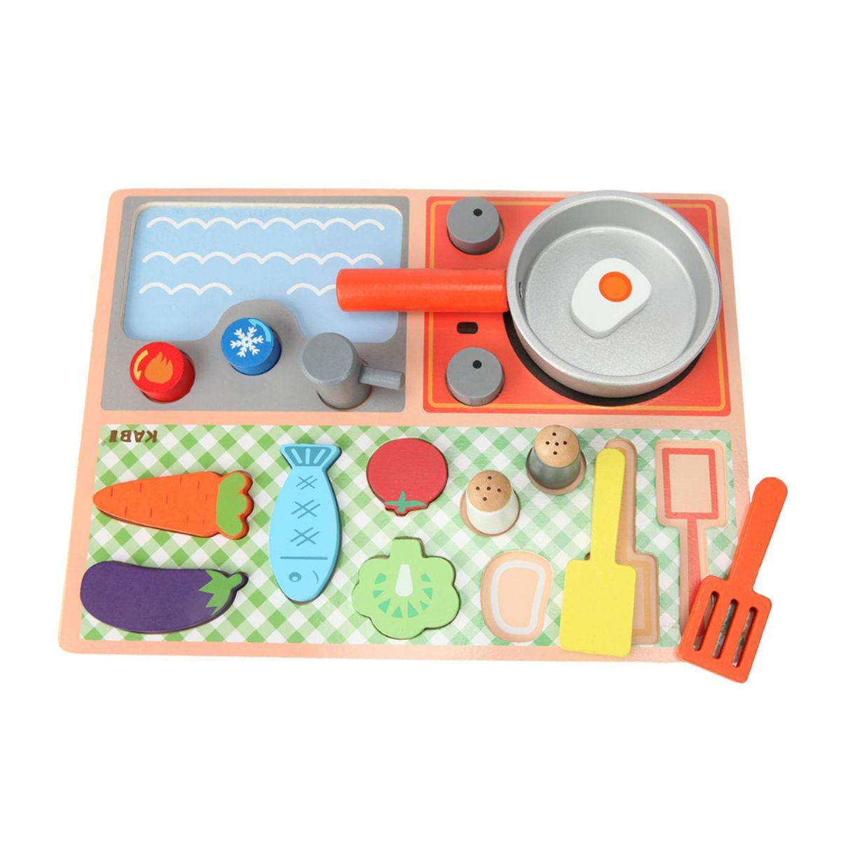 GENERICO - Juego Set Cocina Encimera Madera Ecológica Montessori