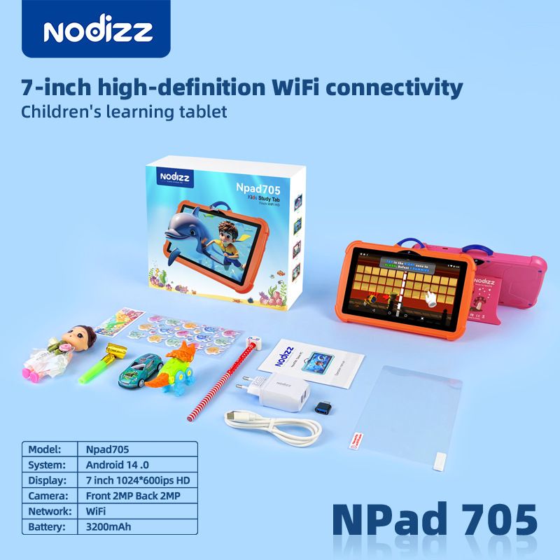BLWOENS - Tablet para Niños 7 Pulg Nodizz con Control Parental 16GB  - Naranja