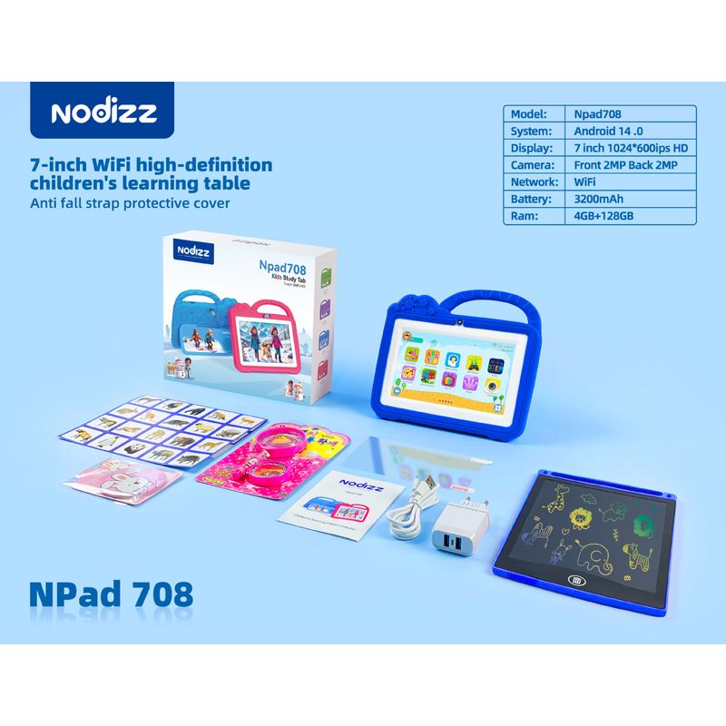 BLWOENS - Tablet para Niños 7 Pulg Nodizz con Control Parental  - Azul