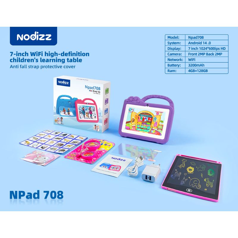 BLWOENS - Tablet para Niños 7 Pulg Nodizz con Control Parental  - Violeta.