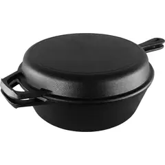 U BUY - Cacerola + Sartén Hierro Fundido - Dutch Oven 26cmx12 Negro
