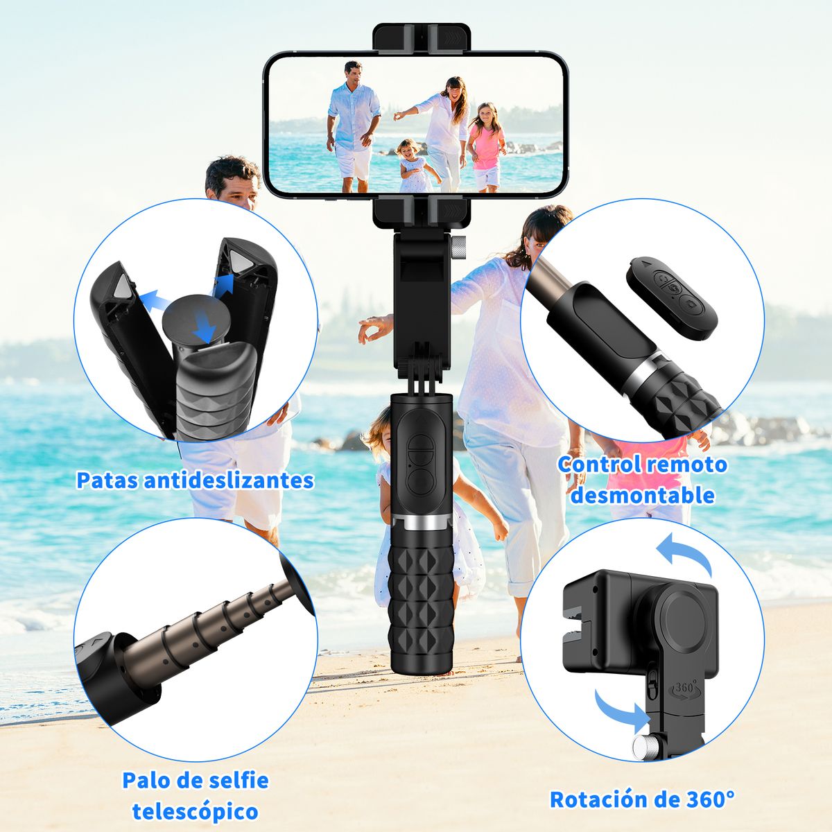YAYKO - Trípode Selfie Stick Con Luz Led Ajustable Y Control Bluetooth