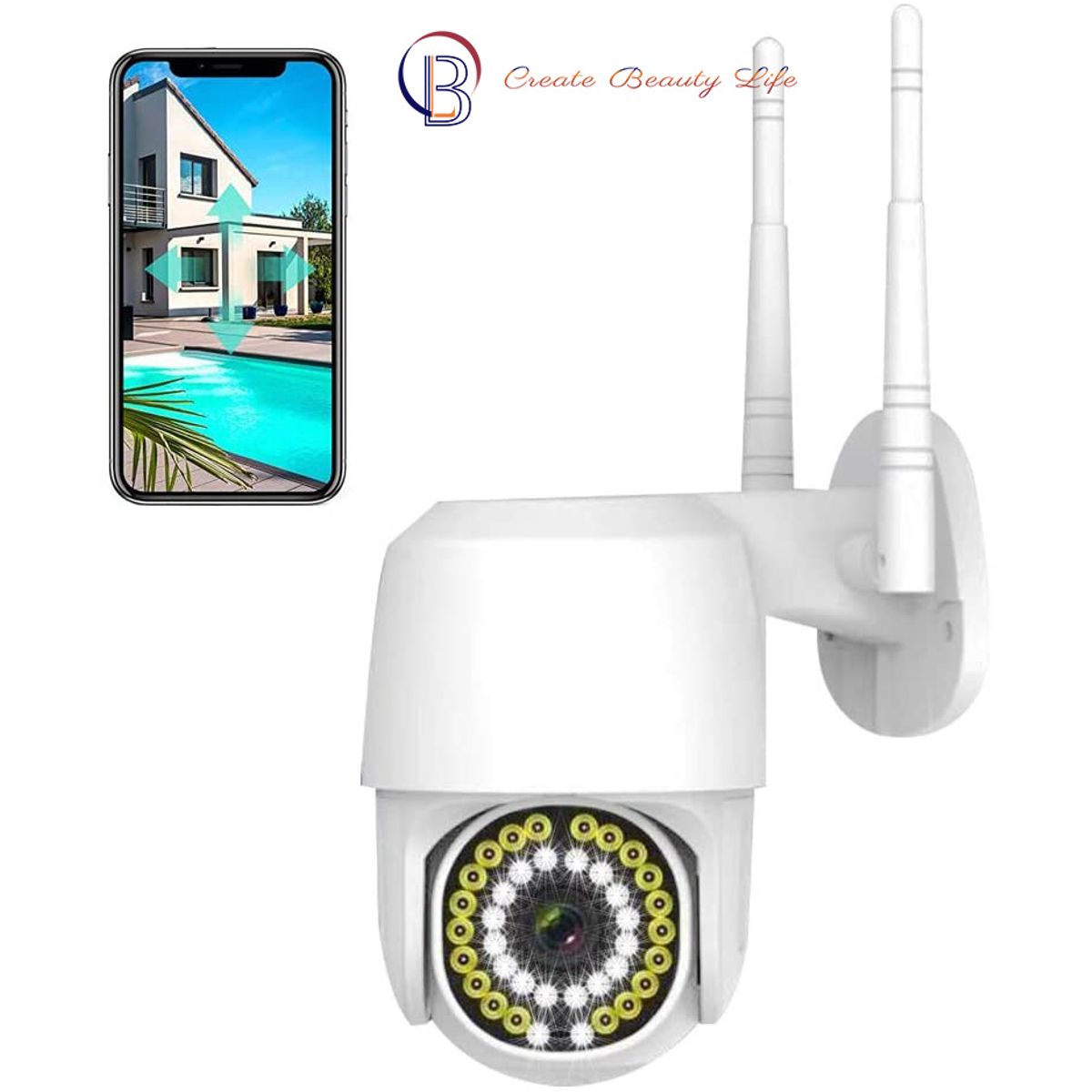 PUREPOWER - Cámara de seguridad para exteriores WiFi 1080p