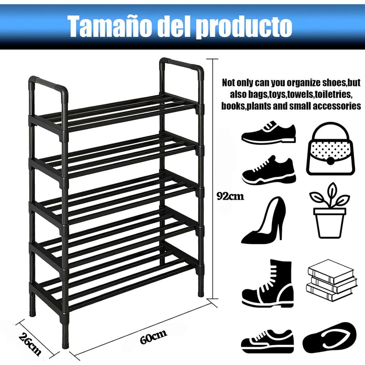 GENERICO - 5 Niveles Mueble Zapatero Organizador De Metal Para Entrada