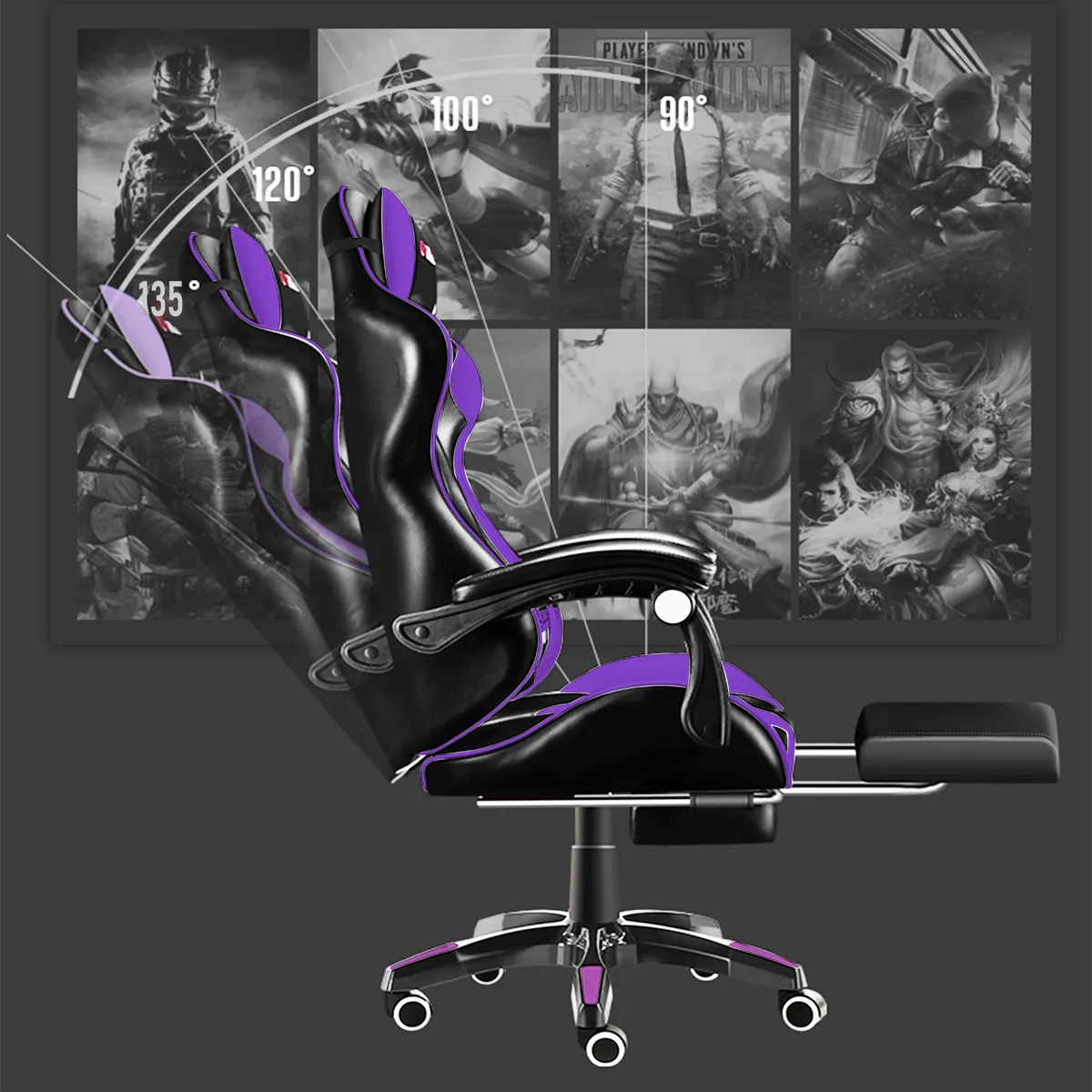 VIDITA - Silla Gamer GX2000 Reclinable Profesional con Reposapiés- Morado