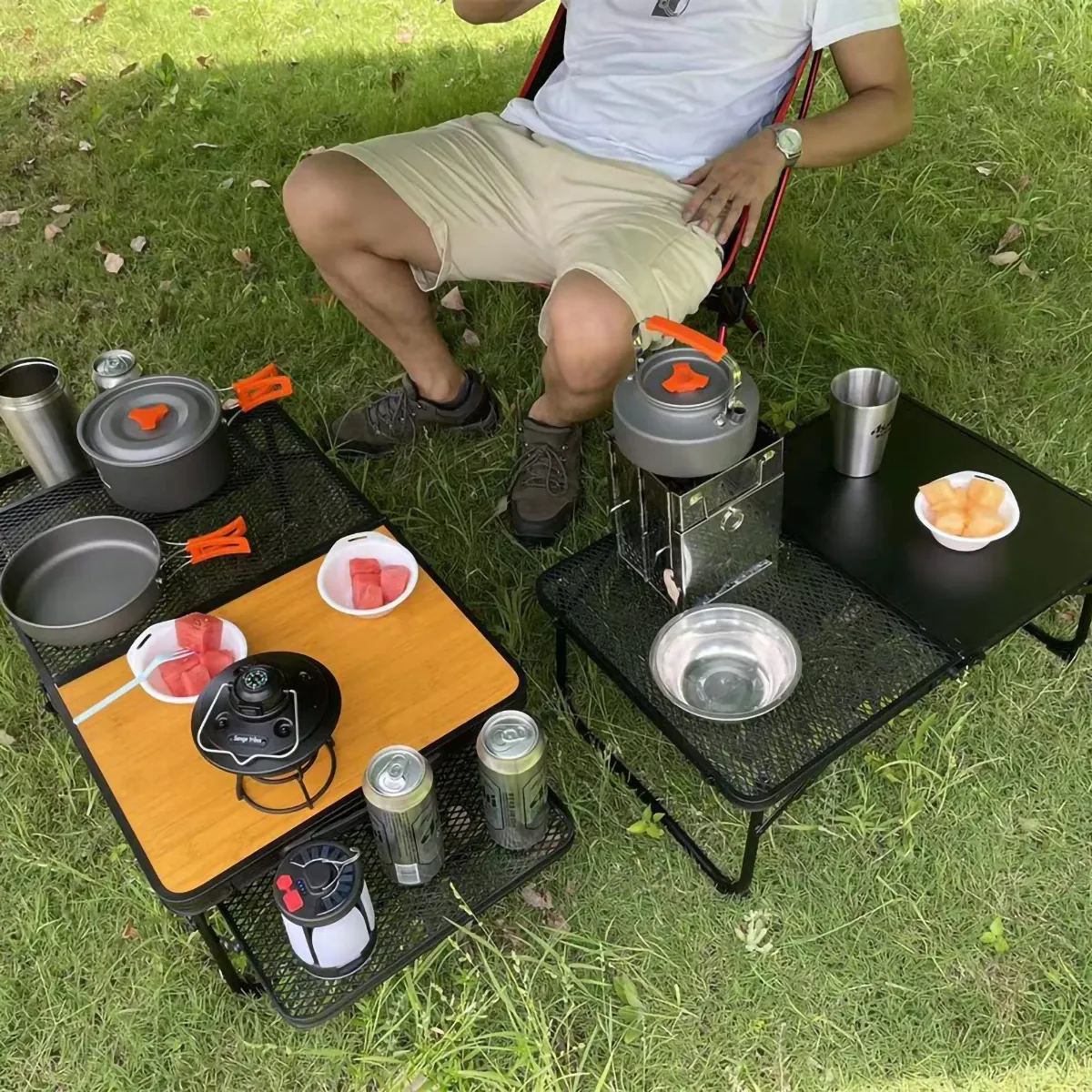 GENERICO - Mesa Parrilla Plegable Mesa De Camping Con Mesa De Malla