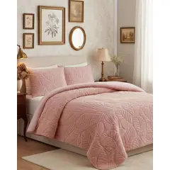 GENERICO - CUBRECAMA DISEÑO CON CHIPORRO SUPER KING 250 CM X 270 CM ROSA