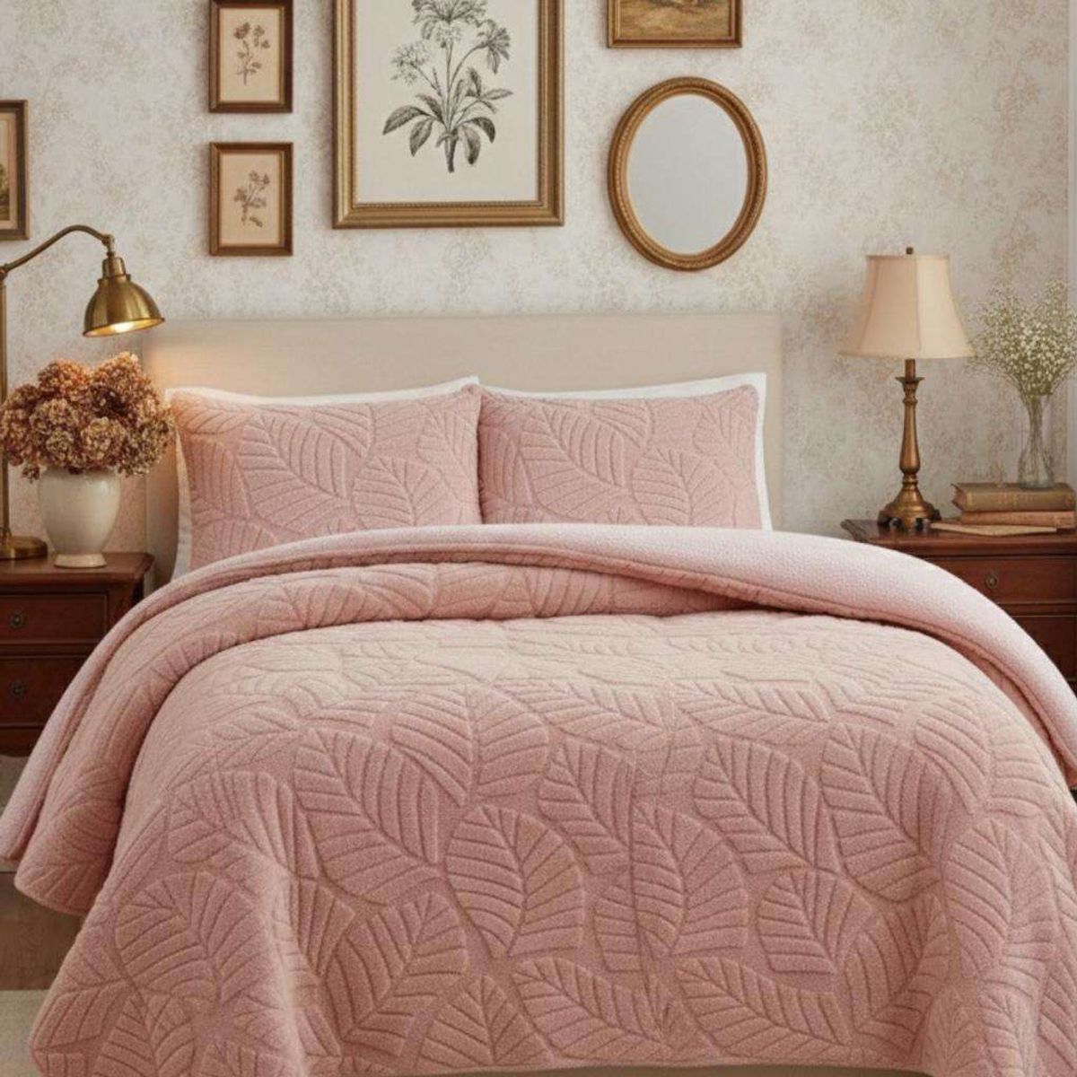 GENERICO - CUBRECAMA DISEÑO CON CHIPORRO SUPER KING 250 CM X 270 CM ROSA