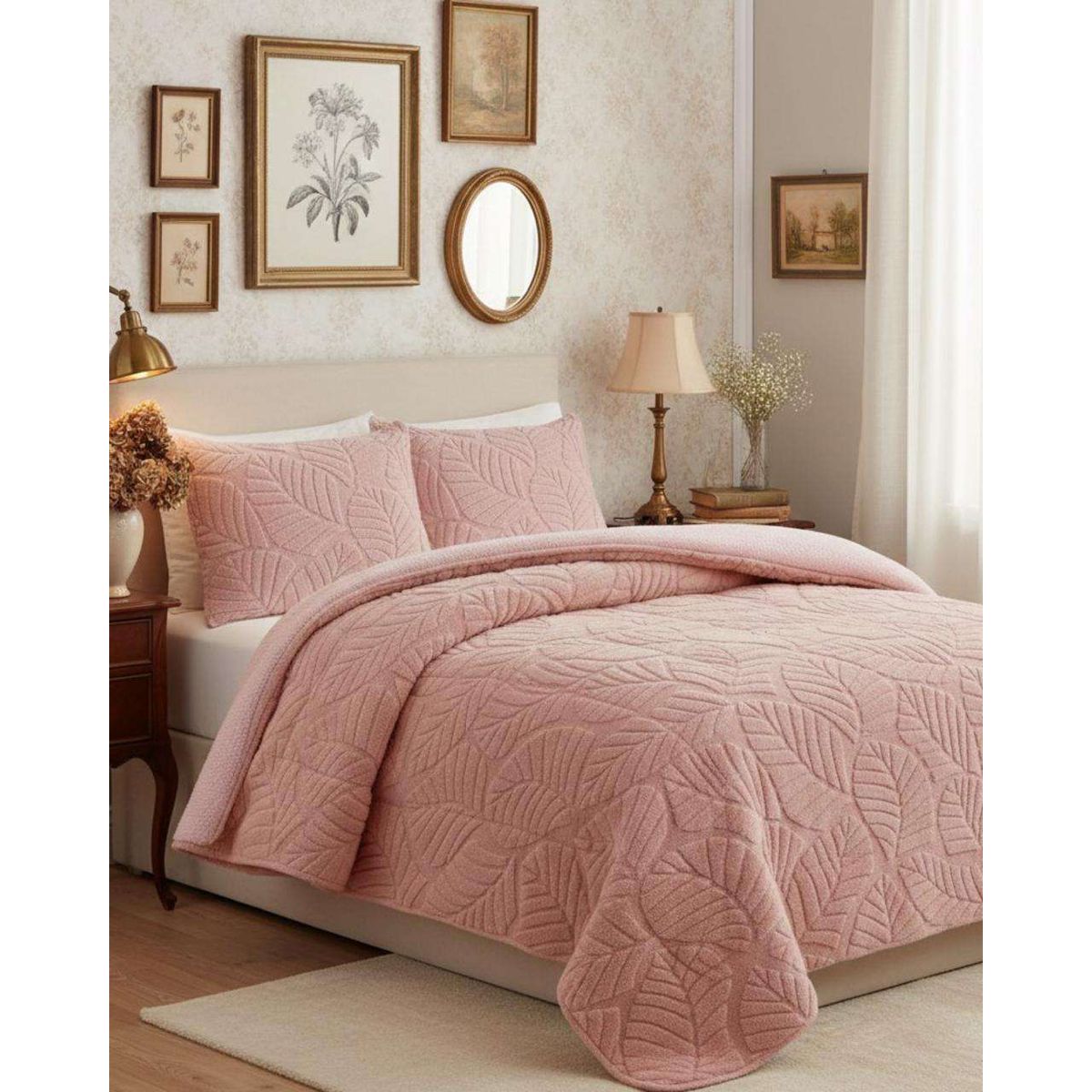 GENERICO - CUBRECAMA DISEÑO CON CHIPORRO SUPER KING 250 CM X 270 CM ROSA