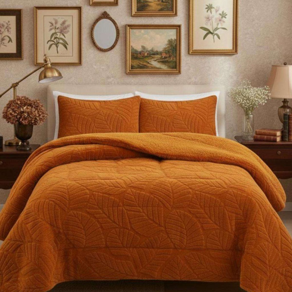 GENERICO - CUBRECAMA DISEÑO CON CHIPORRO SUPER KING 250 CM X 270 CM NARANJA