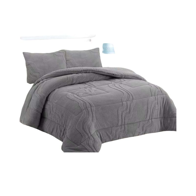 GENERICO - CUBRECAMA DISEÑO  CON CHIPORRO SUPER KING 250 CM X 270 CM GRIS.