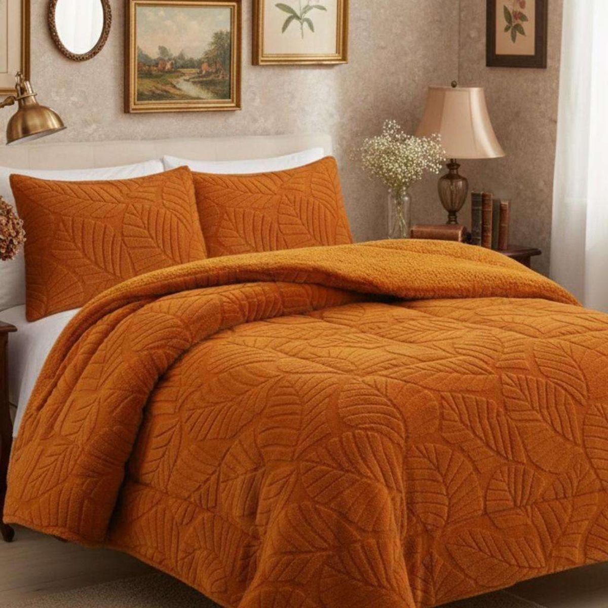 GENERICO - CUBRECAMA DISEÑO CON CHIPORRO SUPER KING 250 CM X 270 CM NARANJA