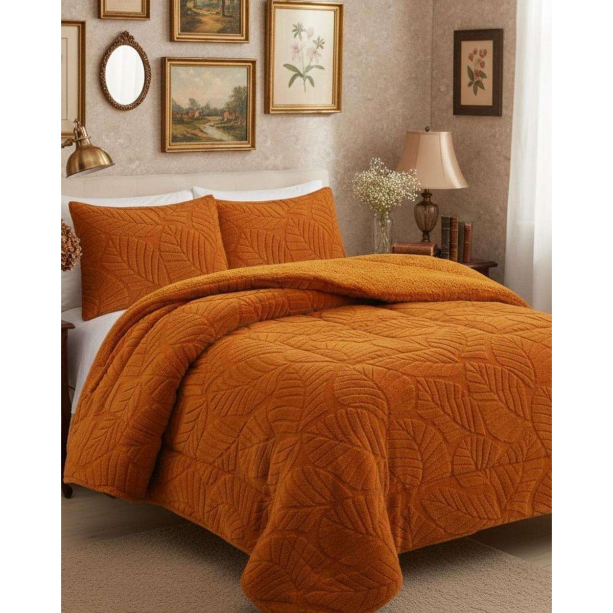 GENERICO - CUBRECAMA DISEÑO CON CHIPORRO SUPER KING 250 CM X 270 CM NARANJA